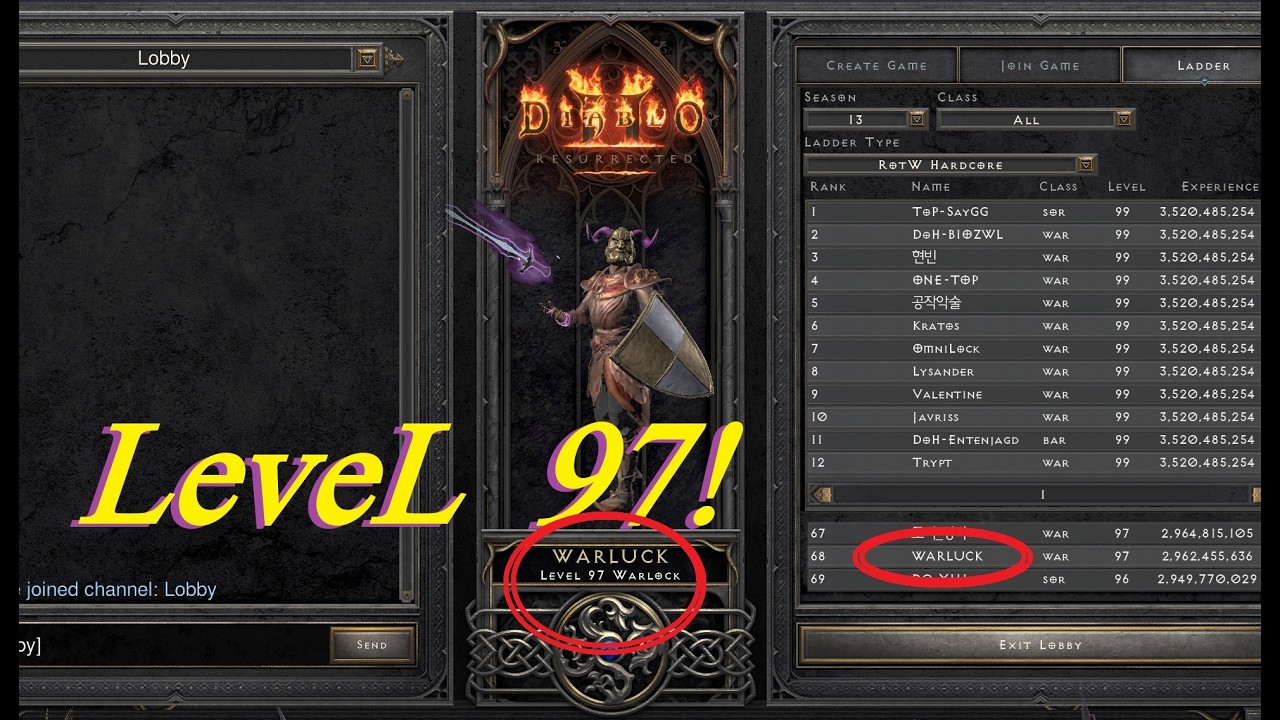 D2R Hardcore Ladder | TZ's till 99!! | Azurewrath Warlock Build! #d2rladderstart #d2resurrected #d2r