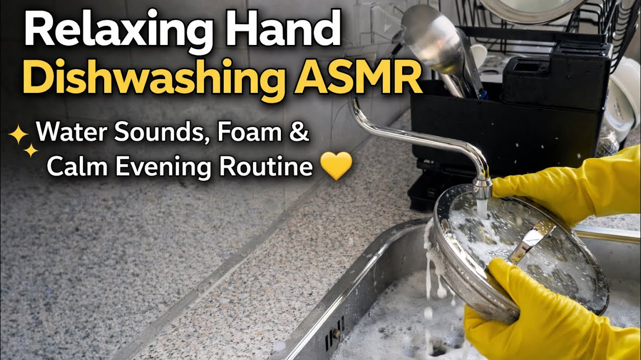 Relaxing Hand Dishwashing ASMR | Water Sounds, Foam & Calm Evening Routine ✨💛 #oddlysatisfying #asmr