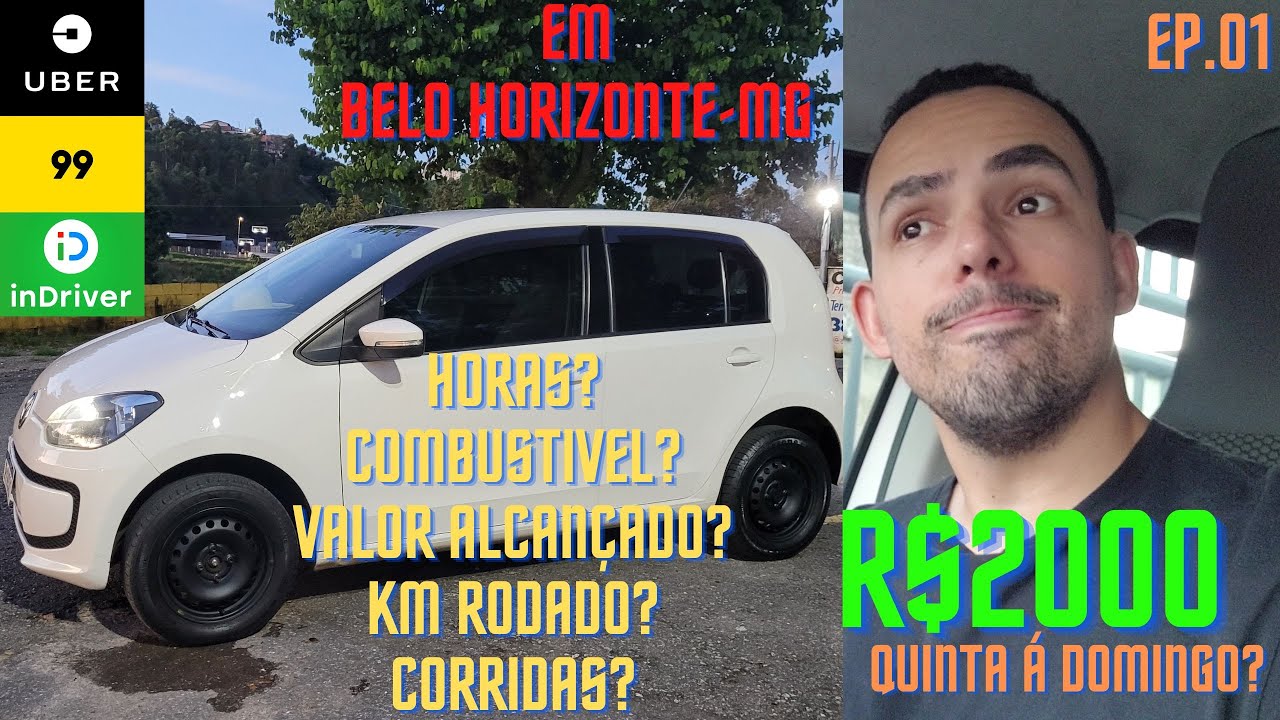 R$2000 mil em 4 dias🤑 Ep.01 Volkswagen UP!2016 (carro pr&oacute;prio) Madrugada em BH