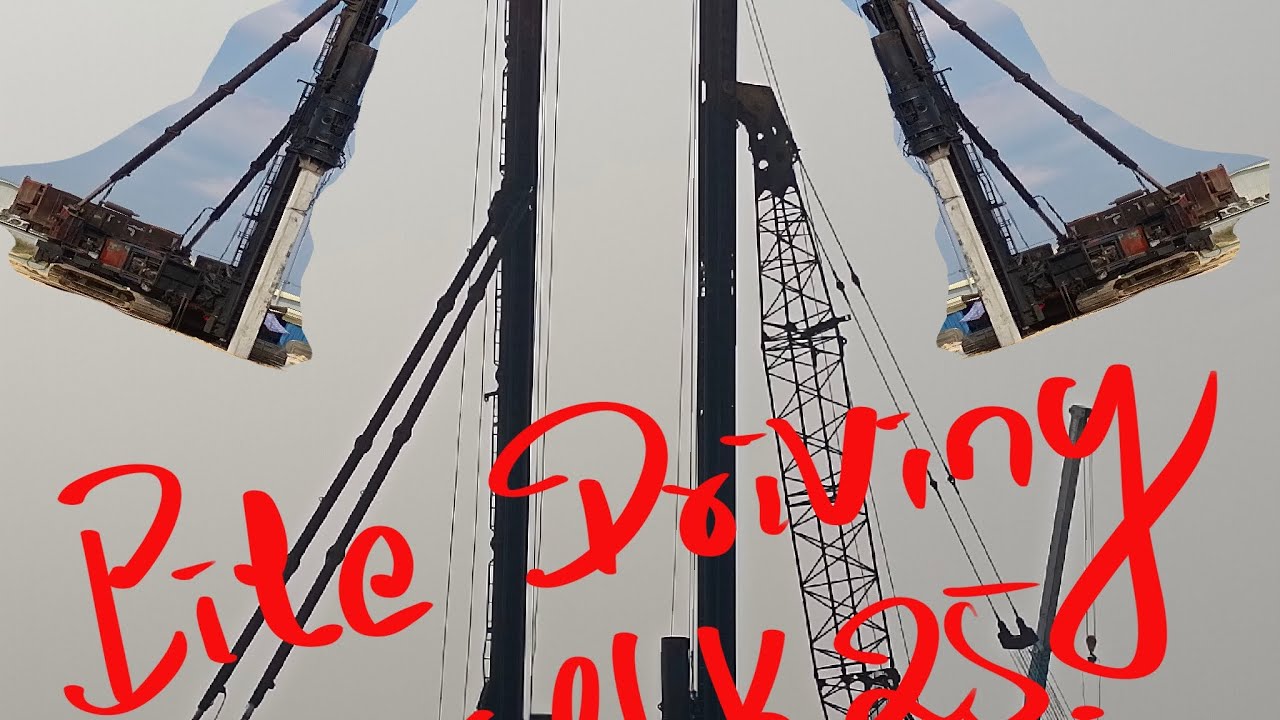 Diesel hammer Pile driven Square Pile for Deep foundation #civilengineering #piling #piledriver