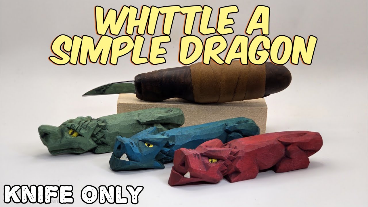 Whittle a Simple Dragon! Beginner WoodCarving, Full Tutorial, Knife Only.