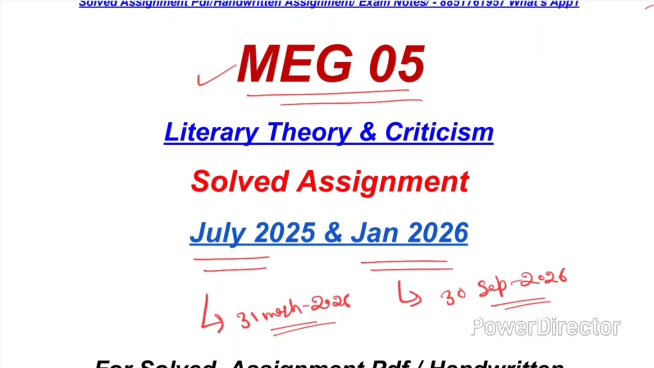 MEG 05 Solved Assignment 2025-2026 | MEG 5 Solved Assignment 2026 | MA English Assignment IGNOU