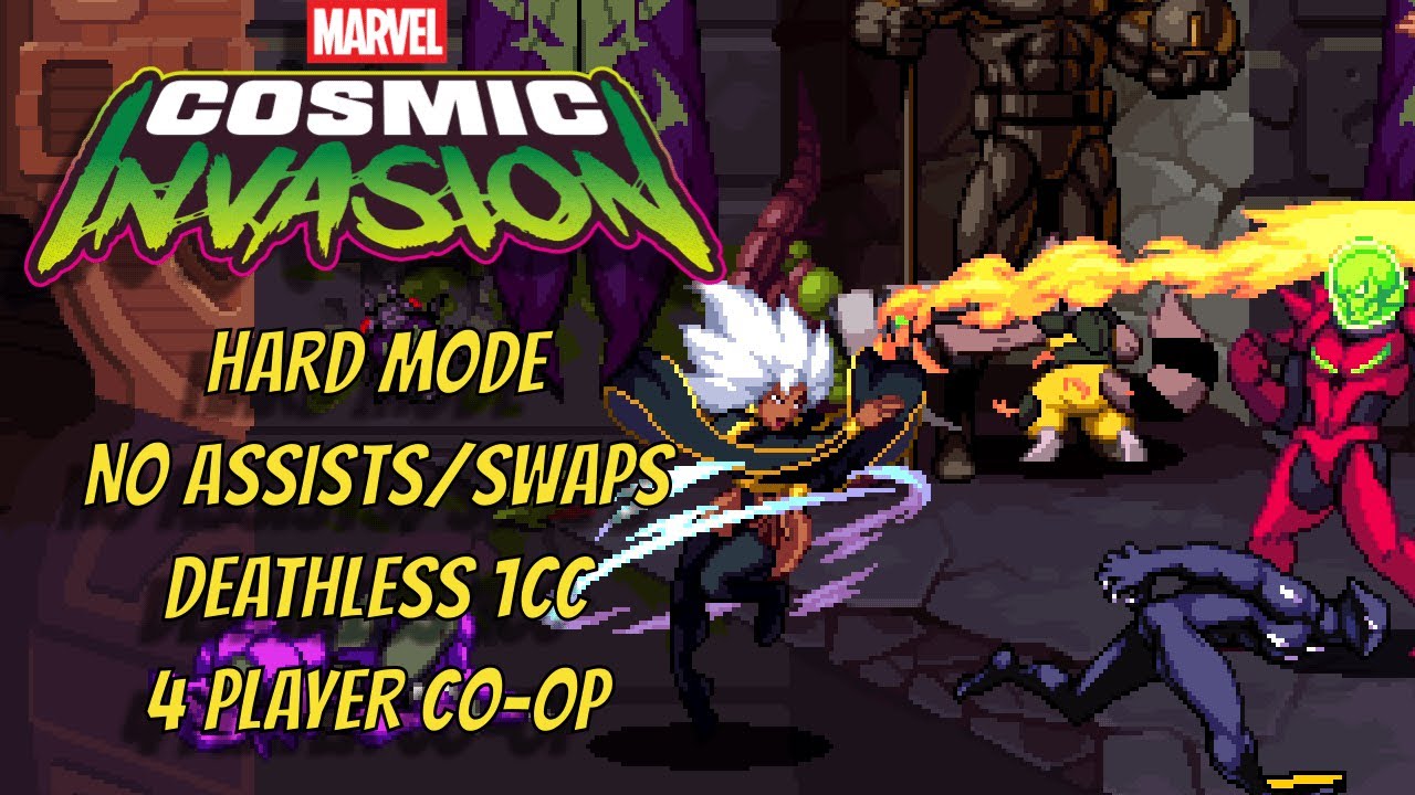Marvel Cosmic Invasion: Hard mode - No Assists/Swaps - No deaths - 4 player 1CC