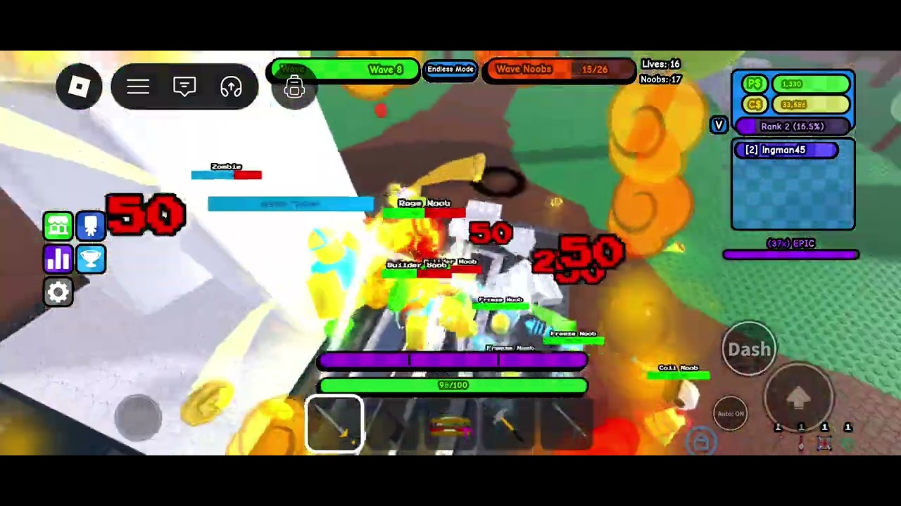Playing endless mode in noob mayhem part 1 (attempt 1 to reach wave 100)