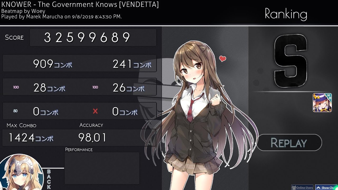 osu! | Marek Marucha | KNOWER - The Government Knows [VENDETTA] +HD 98.01% FC #1 ❤ | 299pp if ranked