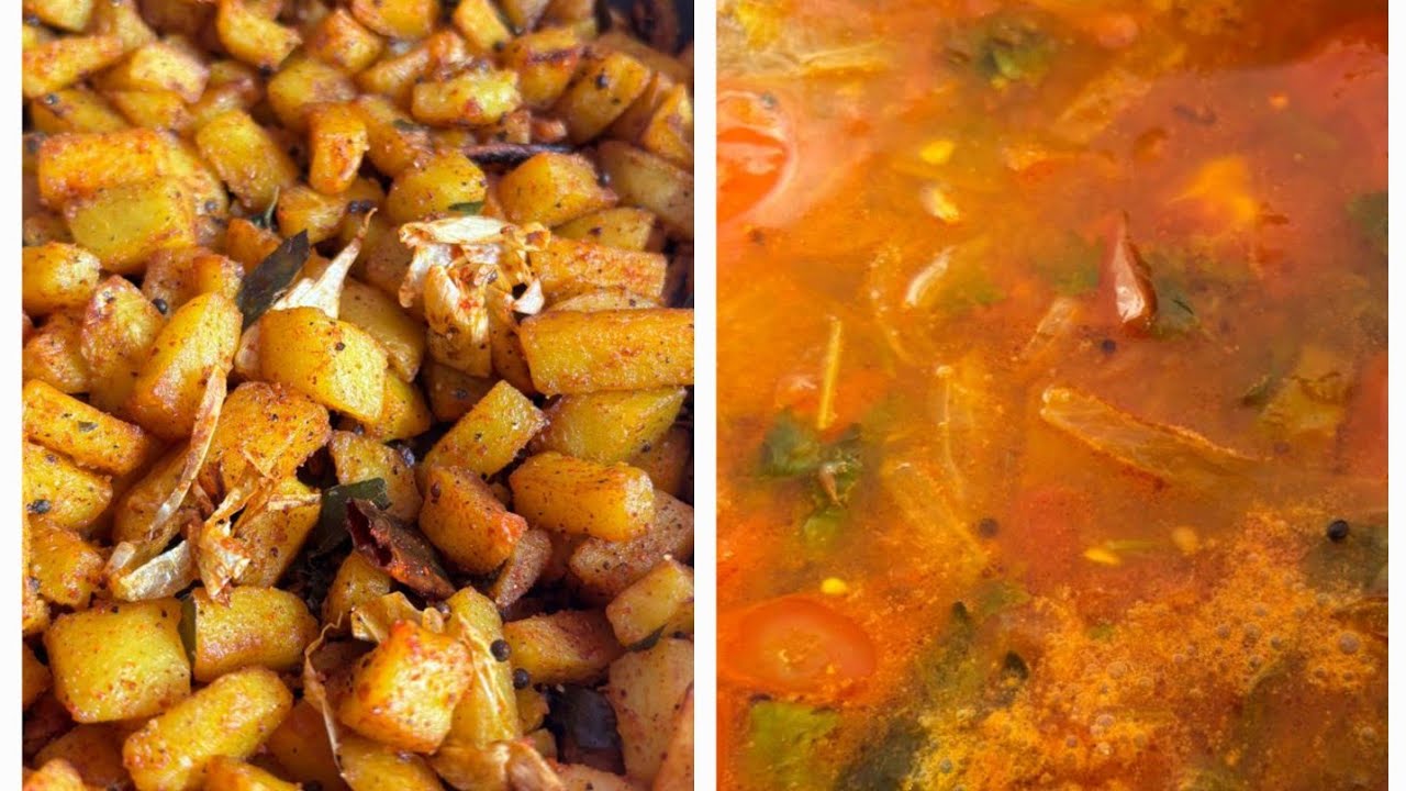 Potato fry and tomato rasam recipe
