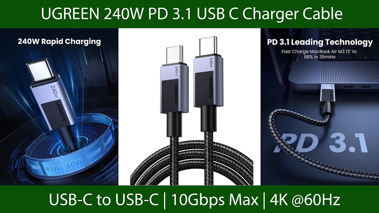 UGREEN 240W PD 3.1 USB C Charger Cable Unboxing