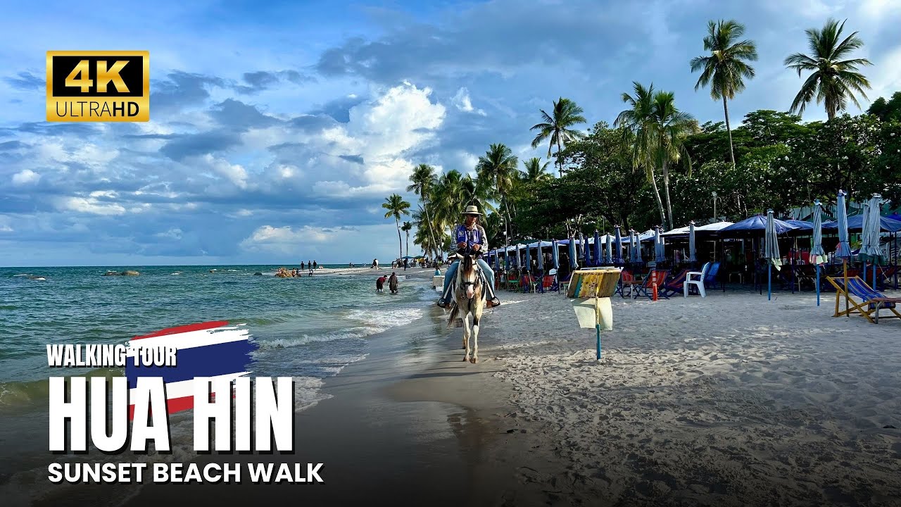 Low Season in Hua Hin Beach 🇹🇭 The Most Peaceful Time of the Day | 4K Walking Tour
