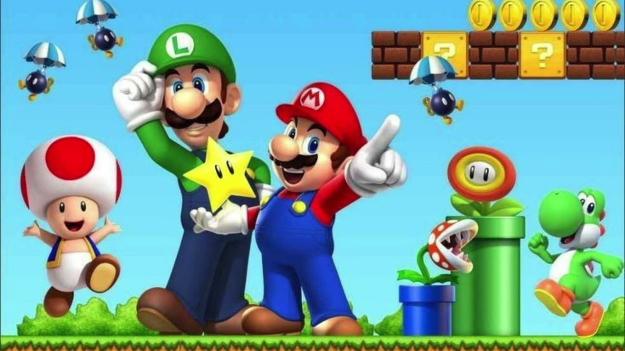 Painel de Aniversário para TV - Tema Mário e Luigi