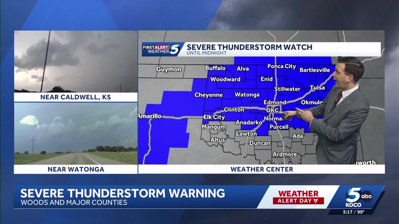 Severe thunderstorms tracking across Oklahoma on the Fourth of July