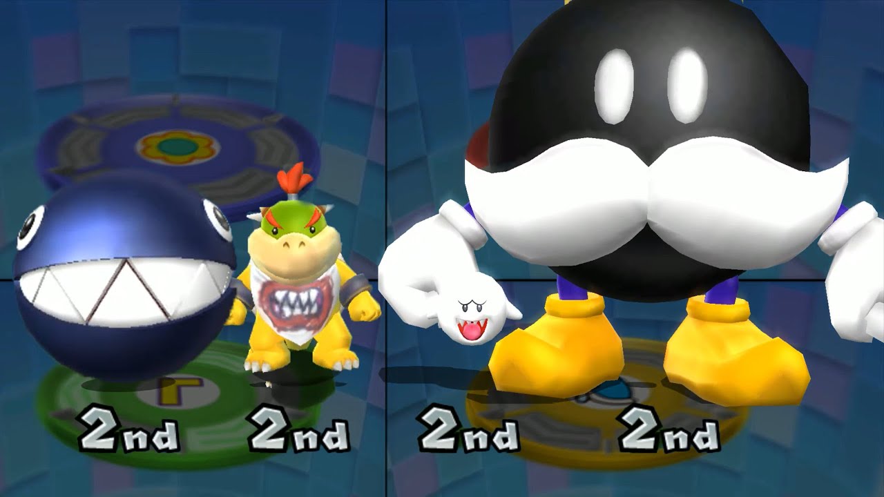 Mario Party 9 Minigames - Chain Chomp Vs King Bob-Omb Vs Boo Vs Bowser Jr.