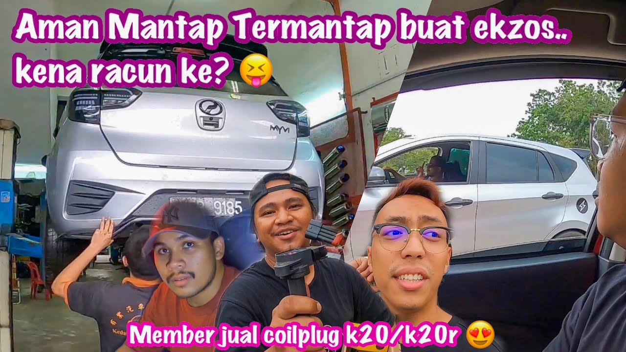 MYVI RACING SAMA MYVI | MEMBER PASANG EXHAUST STAINLESS STEEL + TIP CARBON AKRAPOVIC | COIL PLUG K20