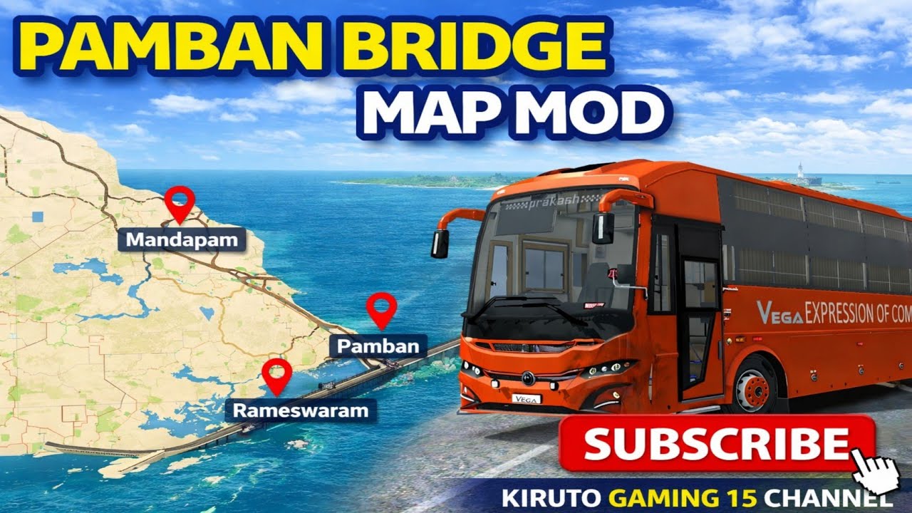 Pamban bridge and vega expression 🌄 bus simulator game 🎯 subscribe kiruto Gaming 15 channel❤️#gaming