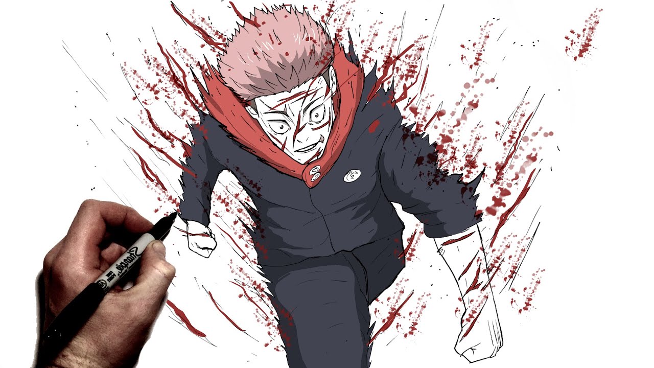 How To Draw Yuji Walking Through Cleave | Step By Step | JJK