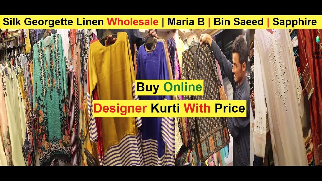 Designer Kurti Silk Georgette Linen Wholesale | Maria B | Bin Saeed | Sapphire | Sale Online