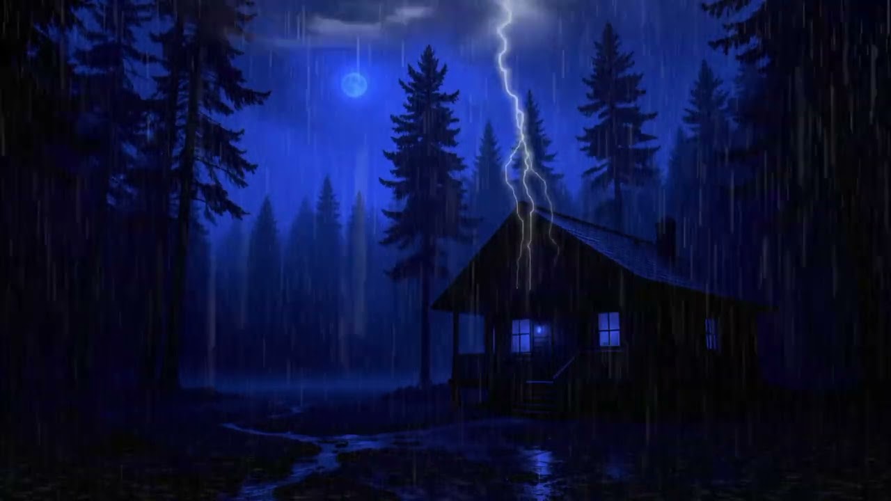 1 Hours Thunderstorm Rain Sounds for Sleeping | Cozy Forest Cabin at Night