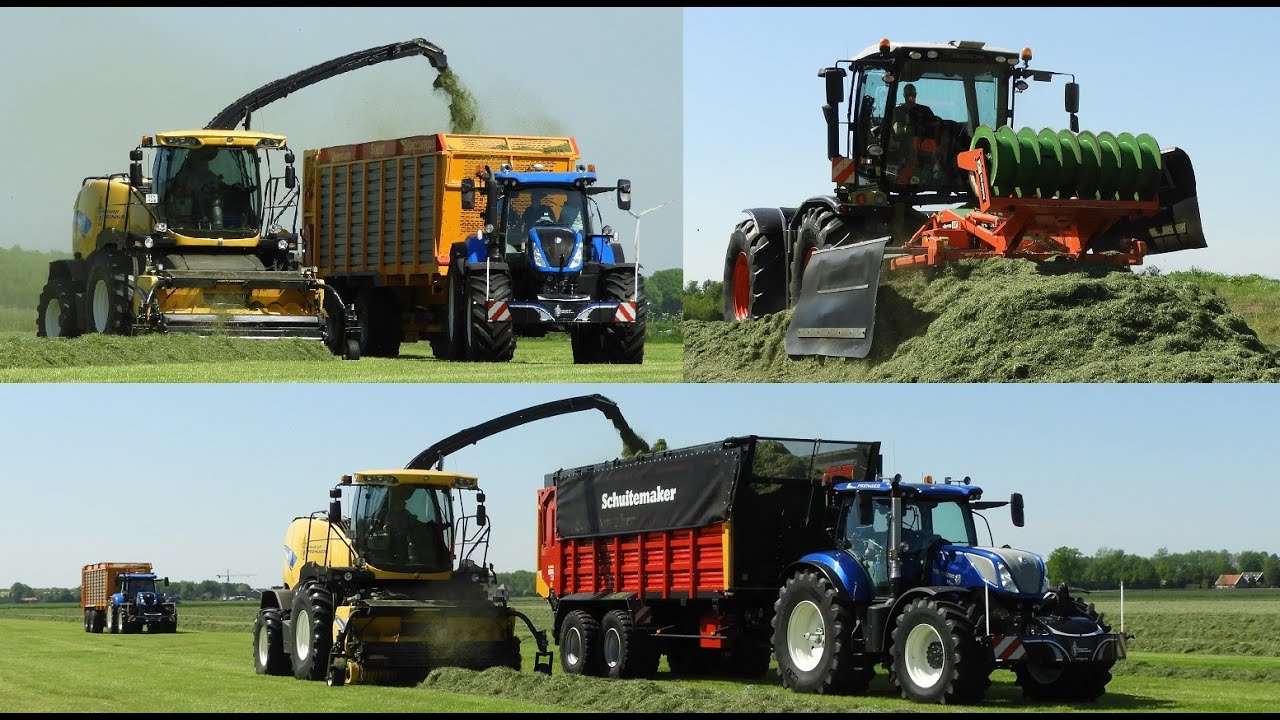 Claas Xerion op de kuil bij Loonbedrijf Prenger  Hakselen met New Holland, Holaras, Schuitemaker