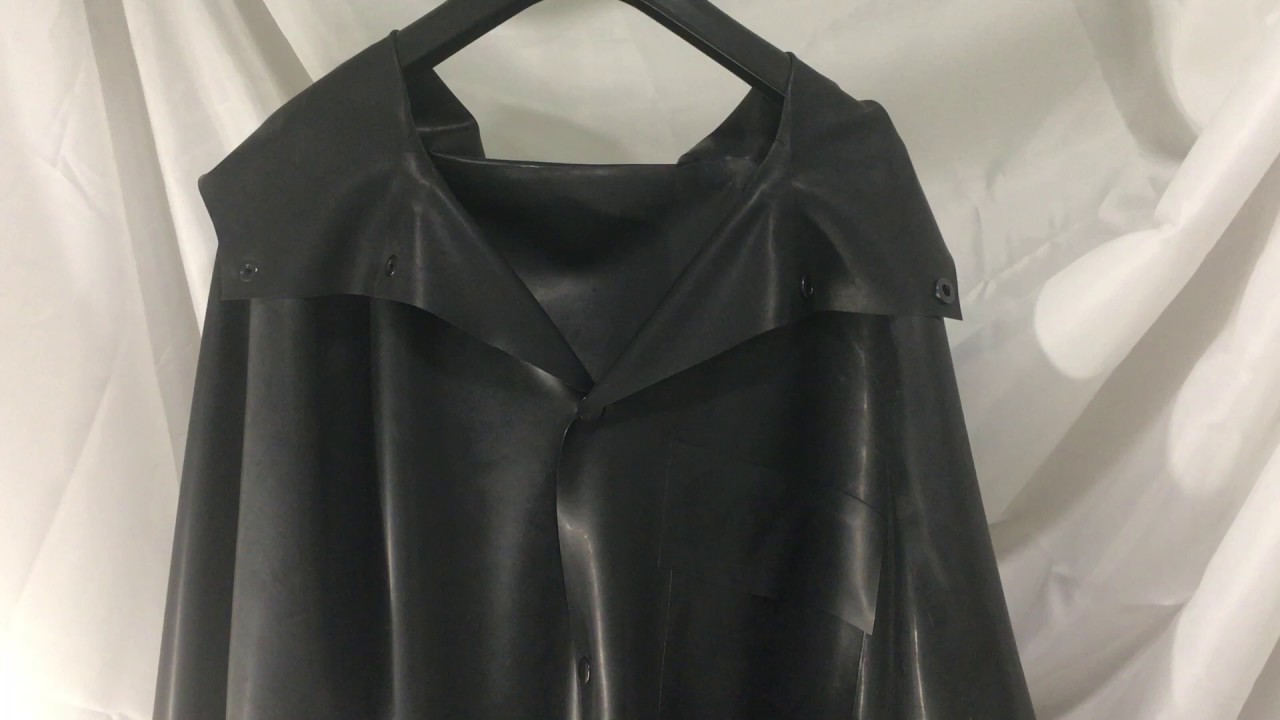 NATURAL RUBBER LATEX JACKET RAINCOAT UNLINED 3+1 POCKETS BLACK L-XXL 0.4mm RARE