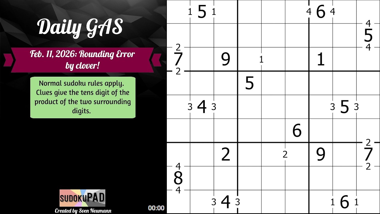 Daily Sudoku - 11 February 2026