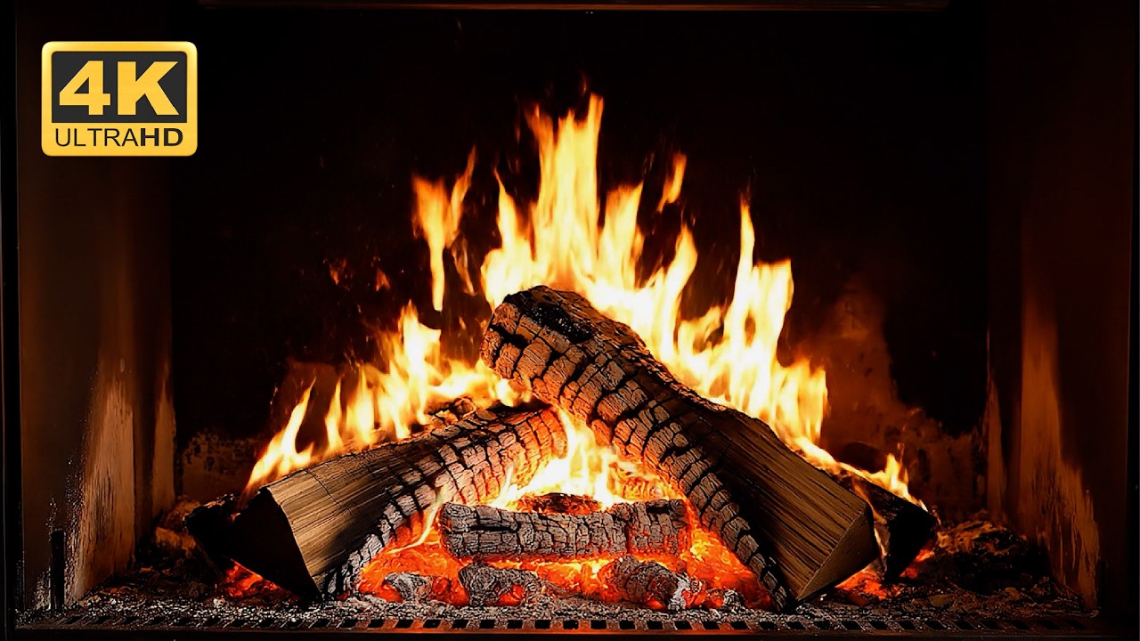 Warm Fireplace Ambience 4K UHD 🔥 Fireplace Sounds for Cozy Nights