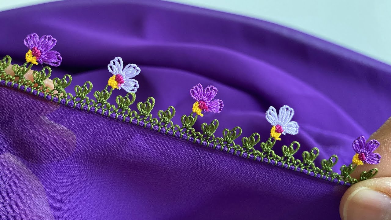 37 /ÇOK KOLAY MİNİK MOR 💜 MENEKŞE YAPIMI TREND ÇEYİZLİK İĞNE OYASI MODELI 2024 /NEEDLE LACE KNITTING