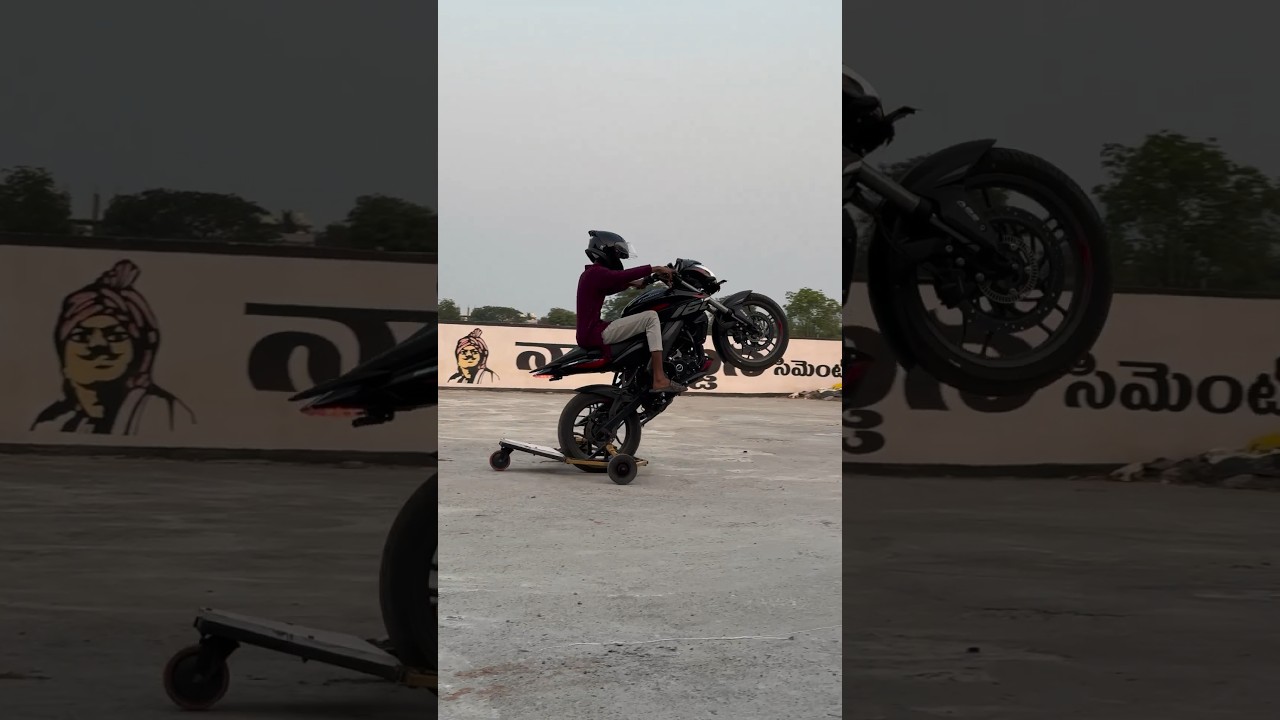 Bike wheelie machine #bikestunts #motorcycle #bajajpulsarns160 #bikewheelie ￼