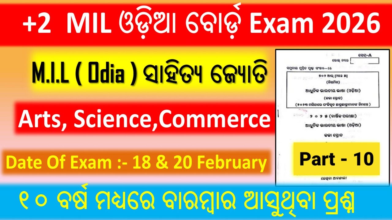 +2 2nd Year Board Exam 2026 || +2 2nd Year MIL || +2 Final Exam Selection MCQ Question