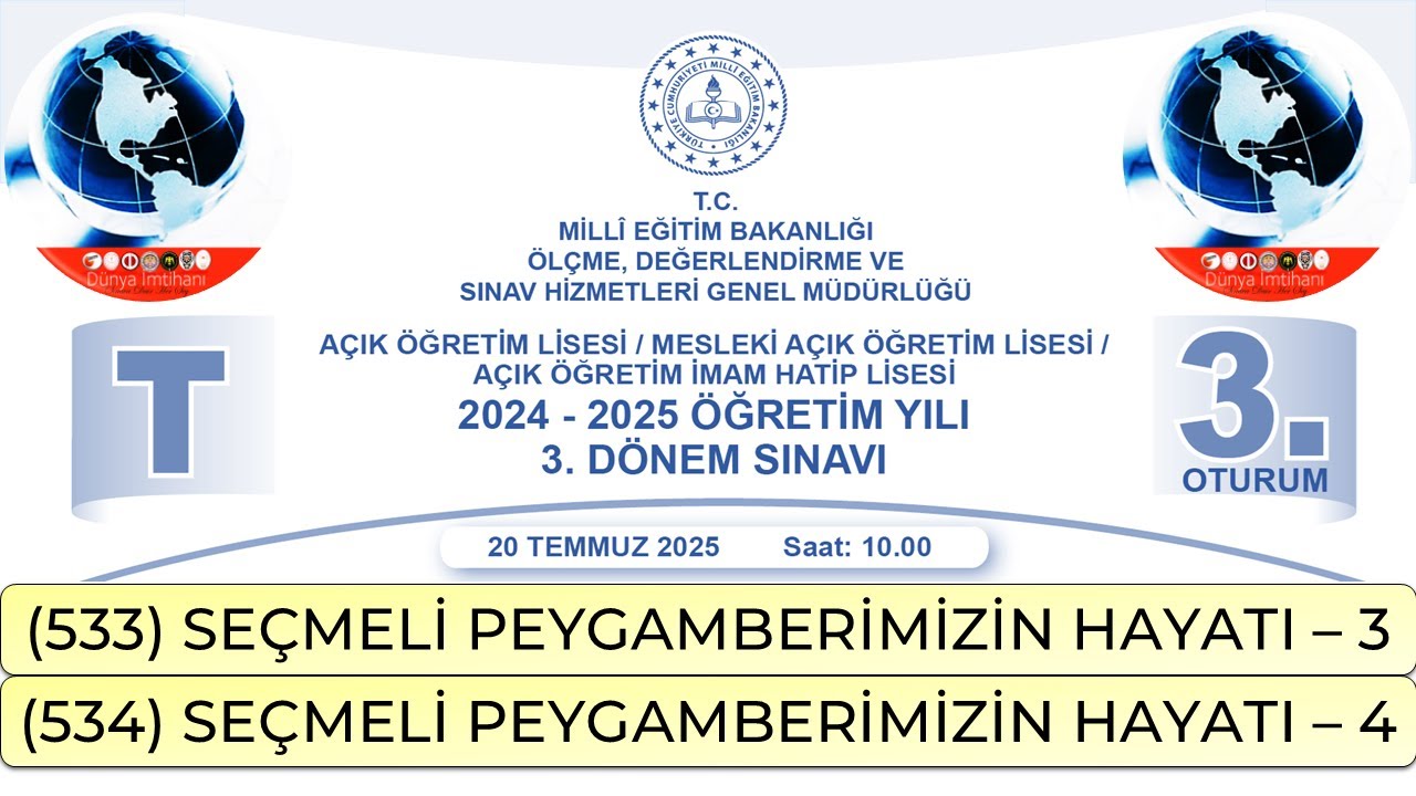 2025 / 3. DÖNEM / AÇIK ÖĞRETİM LİSESİ / SEÇMELİ PEYGAMBERİMİZİN HAYATI – 3-4 / 3. OTURUM