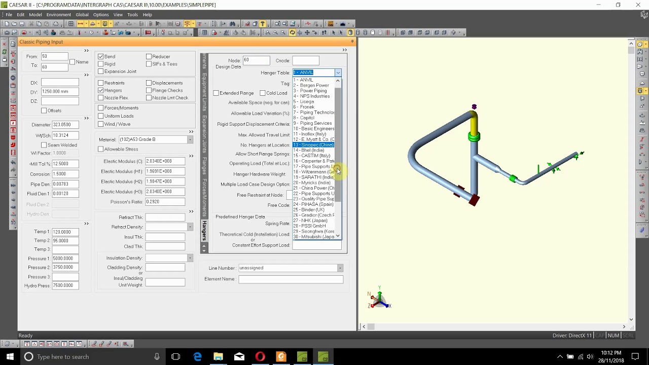 How To Add a Spring Hanger to a Pipe Model in Caesar II