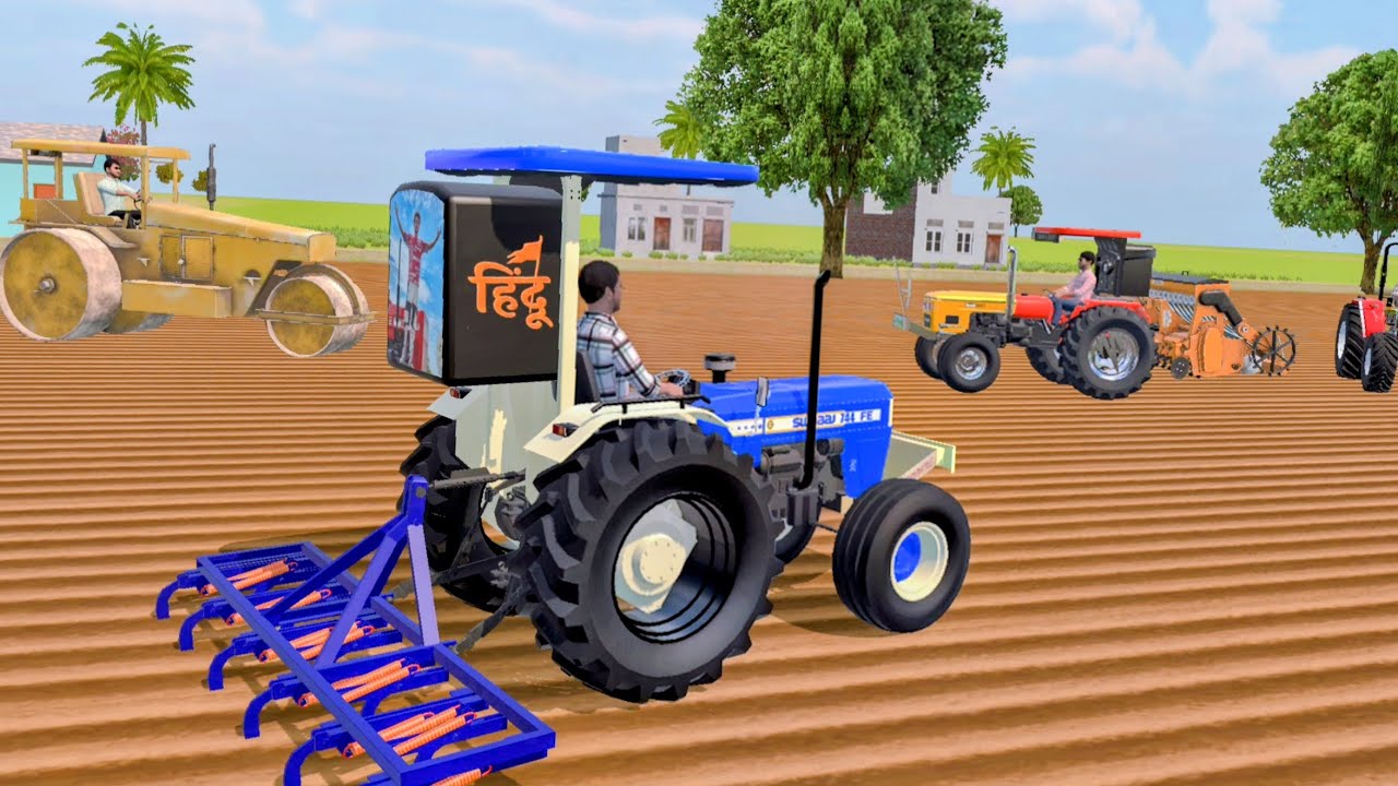 🚜 Mahindra, Swaraj & New Holland Tractor Farming with HMT | New Road Roller Delivery Scene 🤯🔥