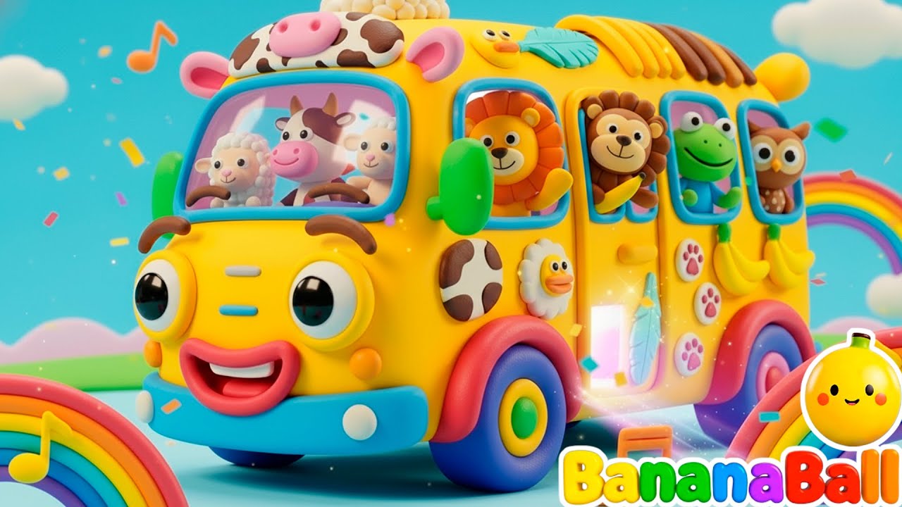 Animal Bus Song 🐮🐸🐵 | BananaBall Nursery Rhymes