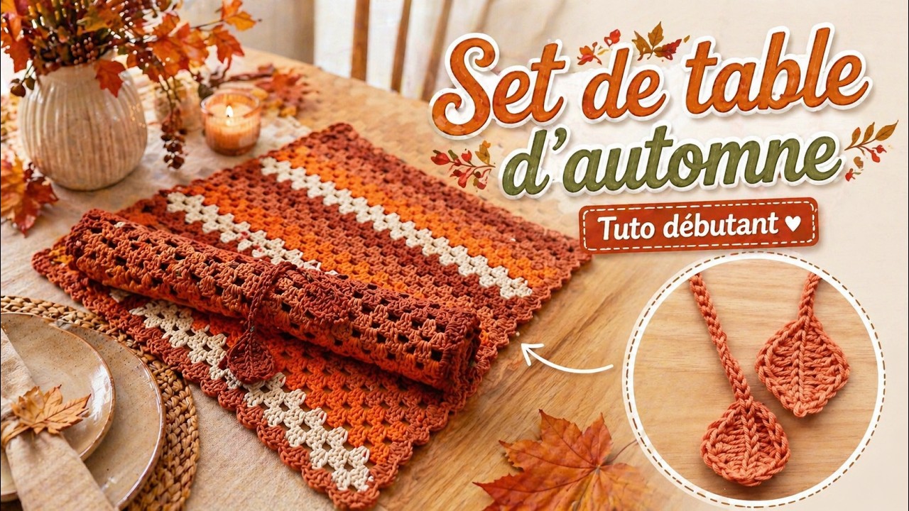 🍁 SET DE TABLE AU CROCHET DÉCORATION AUTOMNE🍁