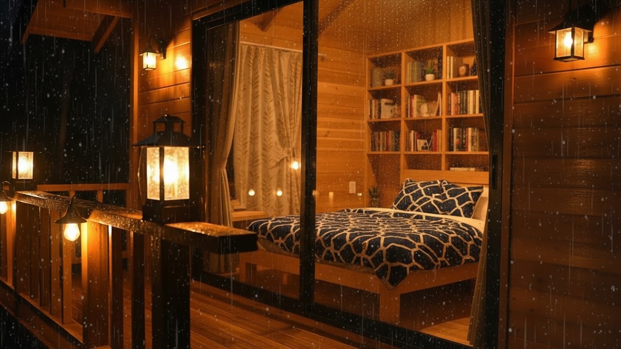 Peaceful Rain Sounds in a Forest House at Night (No Ads) | Dark Ambience for Rest