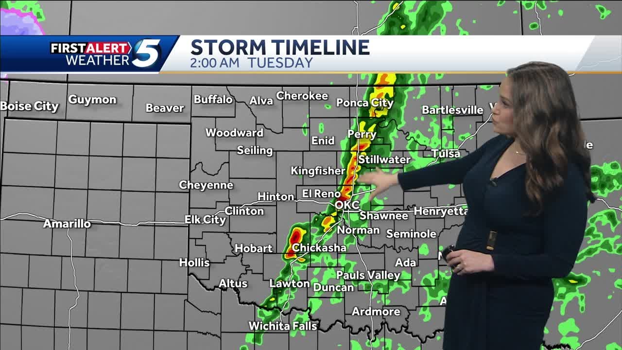 Monday night to Tuesday morning severe weather timeline