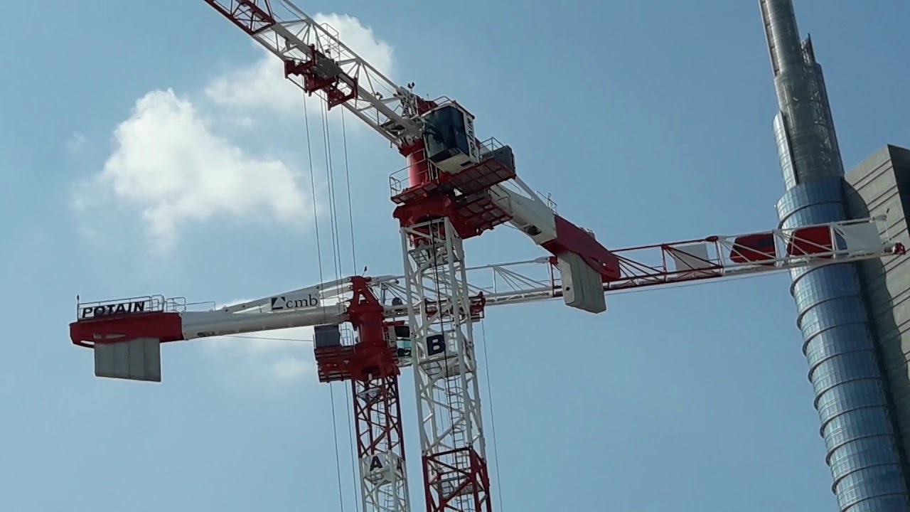MILANO cantiere Torre UNIPOL.  MONTAGGIO casseri rampanti nel primo CORE.