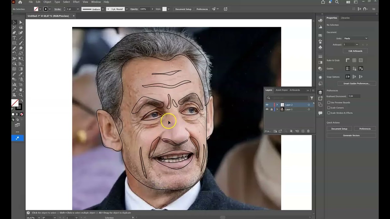 preparing intarsia portrait in illustrator