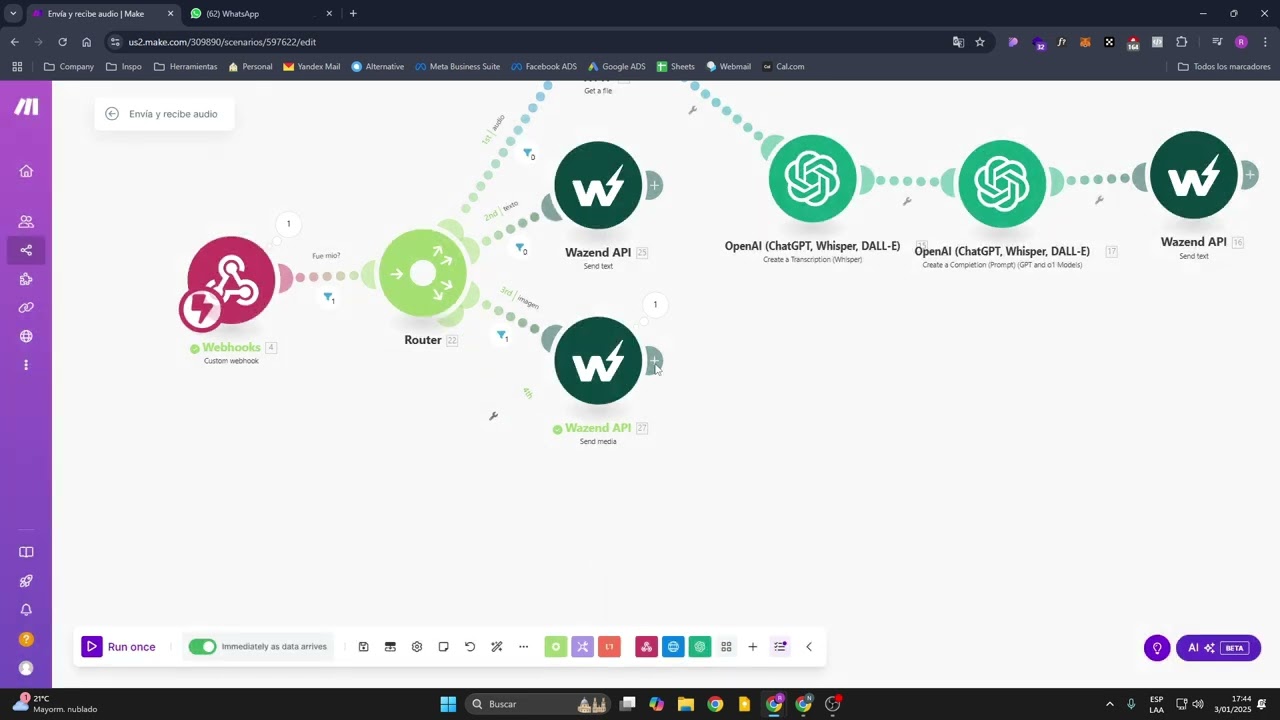 Crea flujos dependiendo del tipo de mensaje en WhatsApp | Wazend