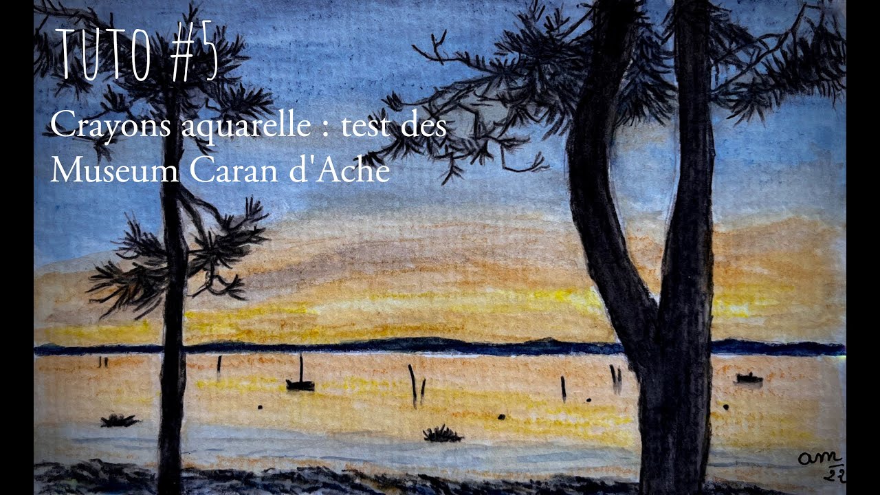 Tutoriel peindre un coucher de soleil avec des crayons aquarelle