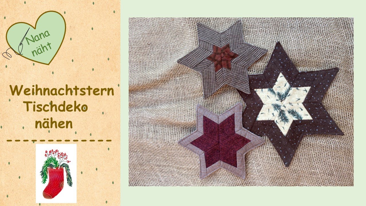 Weihnachtsstern, Tischdeko nähen - coser una decoration de mesa de nochebuena - sewing a decoration