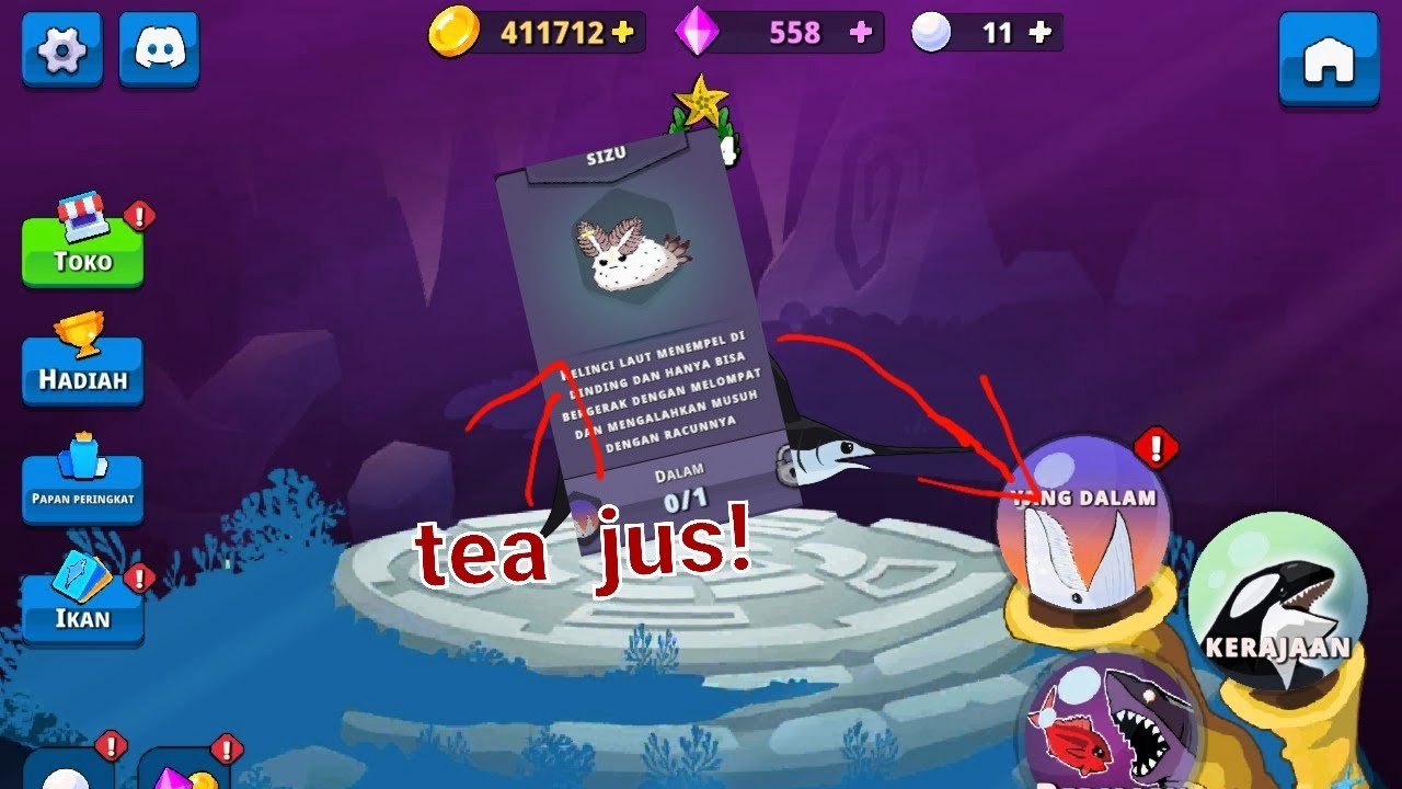 ada  charakter  baru!  tea  jus/sizu  (fish  royale)  dapatkan  sizu  part  1