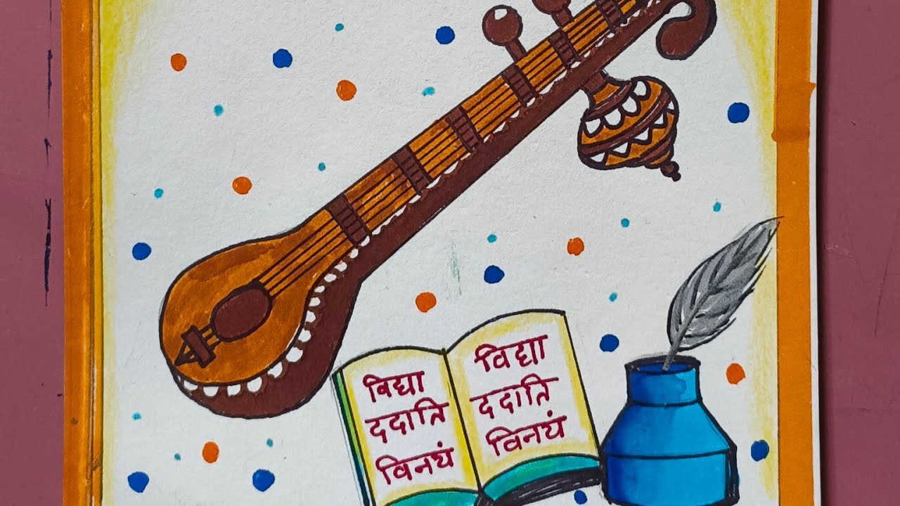 Vasant Panchami special drawing 🦢🪷 || ( Very Easy ) step by step 