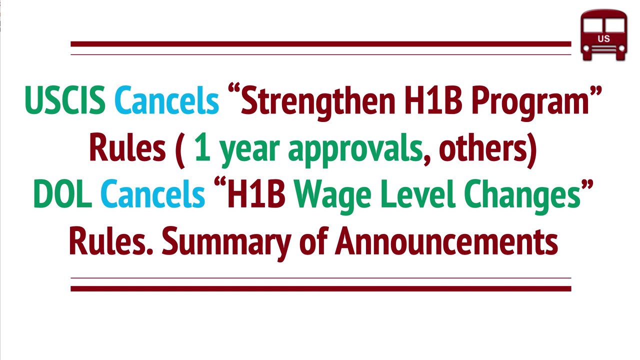 USCIS and DOL Cancel Wage Levels Change and Strengthen H1B Program Rules
