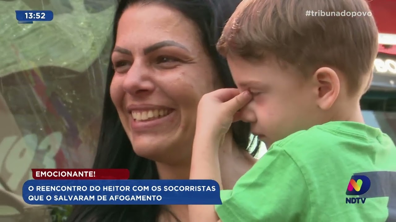 Emocionante! O reencontro do Heitor com os socorristas que o salvaram de afogamento