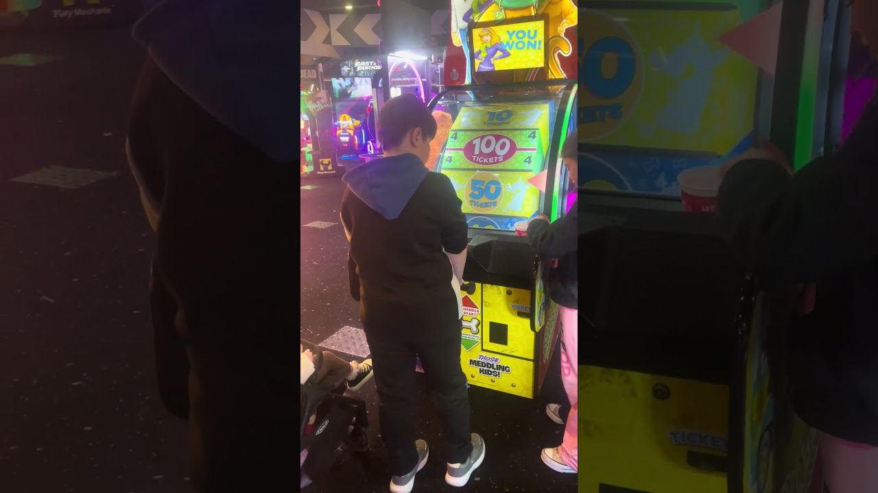 Me and my cousin at arcade games i won all together like 500