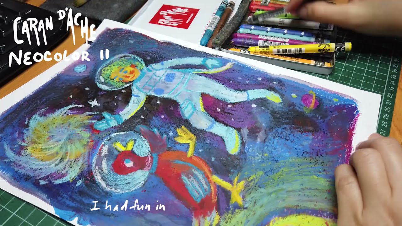 Wax Pastel Mixed Media Drawing with Mungyo Water Soluble Oil Pastel & Caran D'ache Neocolor 2