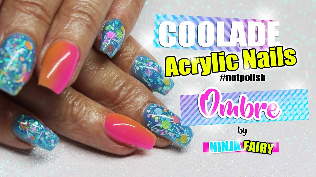 Baby Coffin shape nails with Ombre and Glitter ♥