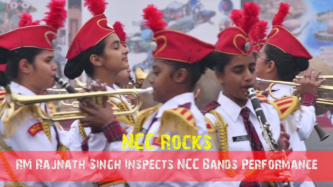 Defence Minister Rajnath Singh Inspects NCC Band Performance (Foreign Cadets In NCC RD Camp)