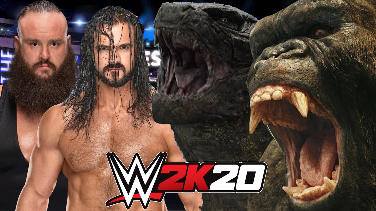 GODZILLA & KING KONG vs DREW McINTYRE & BRAUN STROWMAN | WWE 2K20
