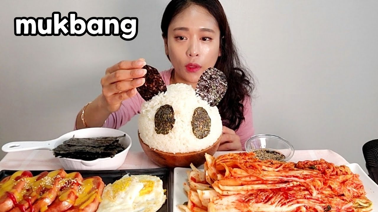 🐼푸바오 할아버지 강바오님께 싸인받아서 기분업! 푸바오 고봉밥에 김장김치 먹방 Korean food Kimchi Mukbang eating show (fubao ❤️)