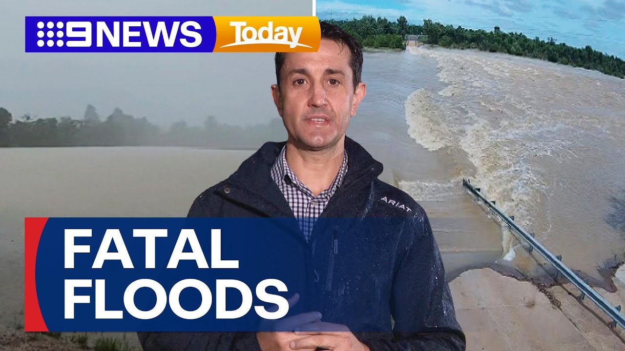 Residents warned after elderly man dies in Queensland floodwaters | 9 News Australia